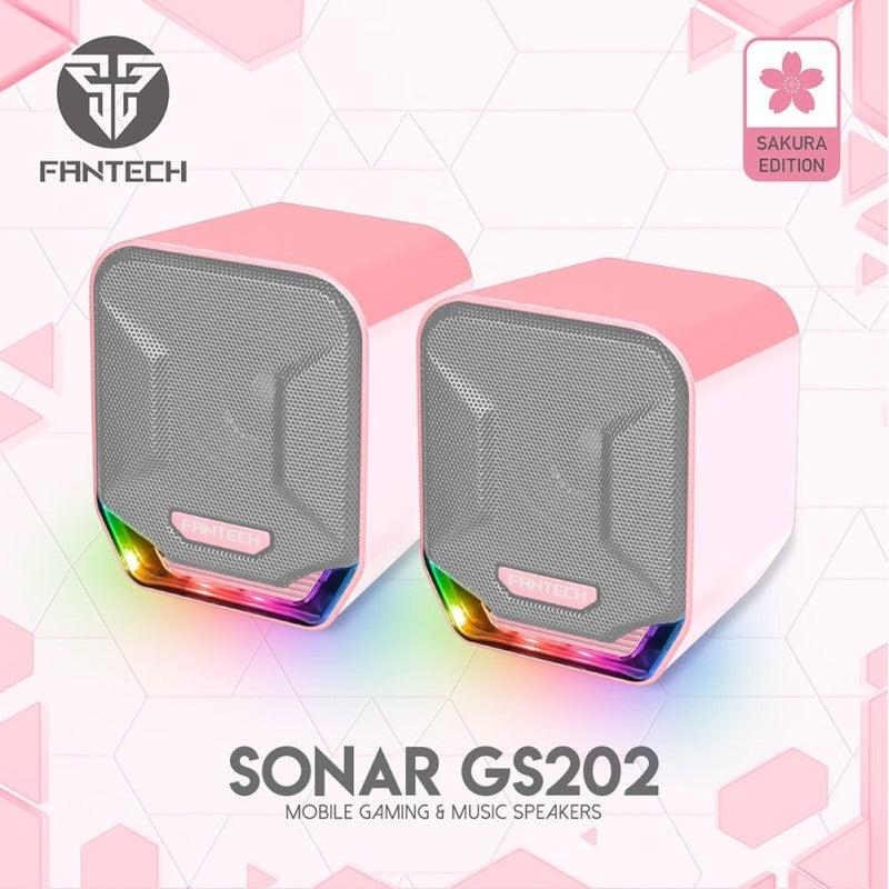 Fantech GS202 SONAR: USB Powered Gaming & Music Speaker with RGB Lighting - Pink Sakura