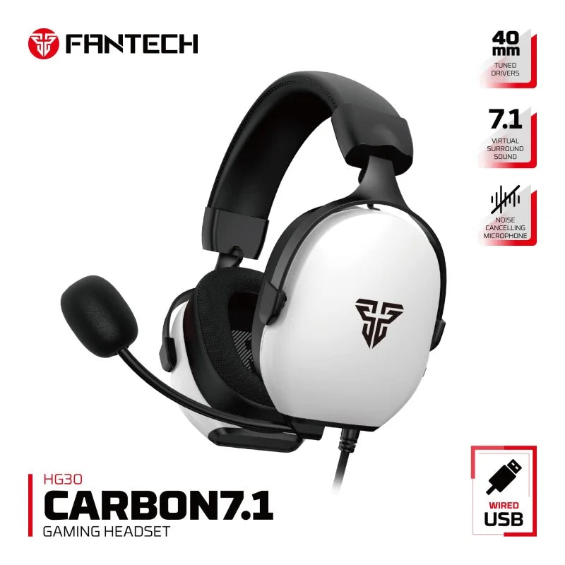 Fantech HG30 CARBON USB 7.1 Virtual surround sound Gaming Headset - WHITE