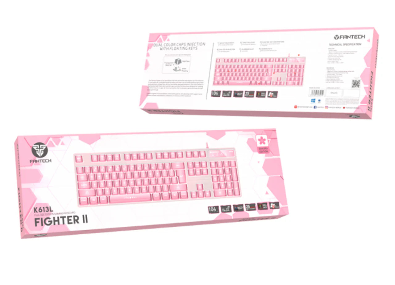 Fantech K613L FIGHTER II, Mechanical Wired Gaming Keyboard | PINK