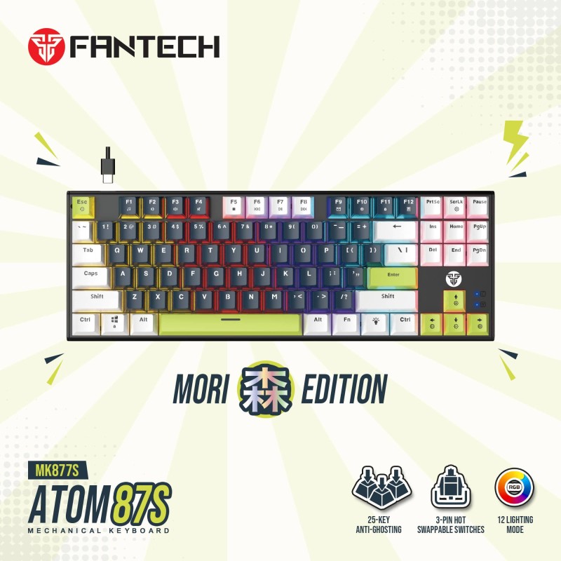 Fantech MORI Edition MK877S - ATOM87S, Wired Mechanical Keyboard Blue
