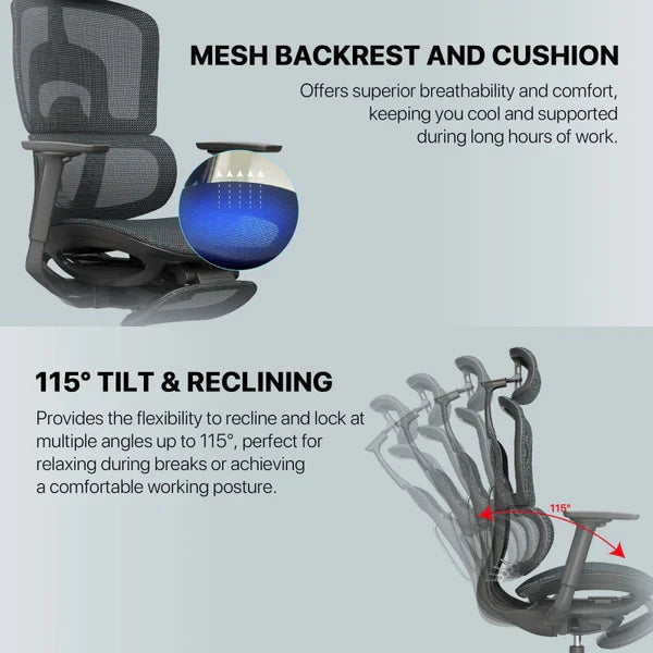 FANTECH OC3 Ergonomic Office Chair - GREY
