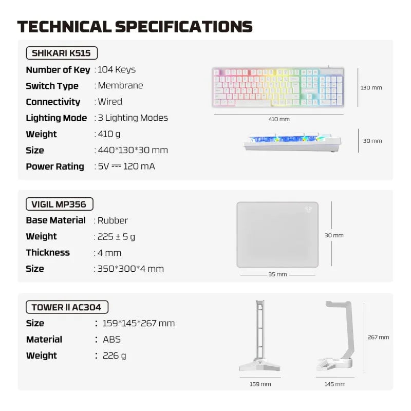 Fantech P51 5 in 1 White Power Bundle