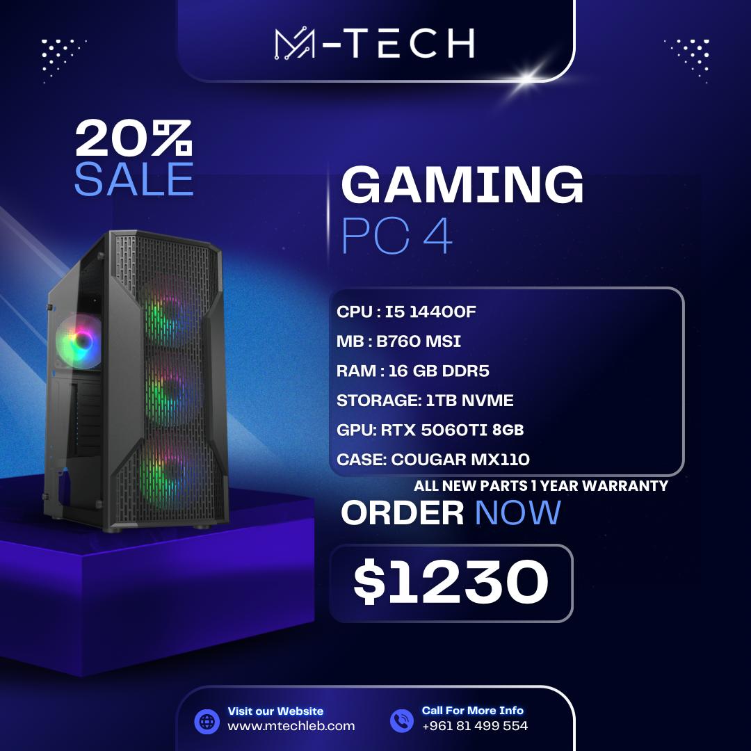 PC OFFER 4 : I5 14400F 16GB 1TB RTX 5060TI 8GB