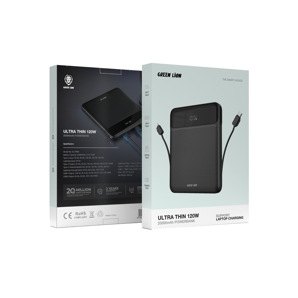 Green Lion Ultra Thin 120W 20000mAh Power Bank