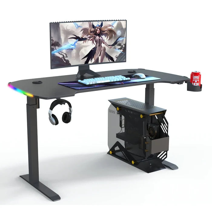 YY Manual Height Adjustable RGB Sit-Stand Gaming Desk 140cm