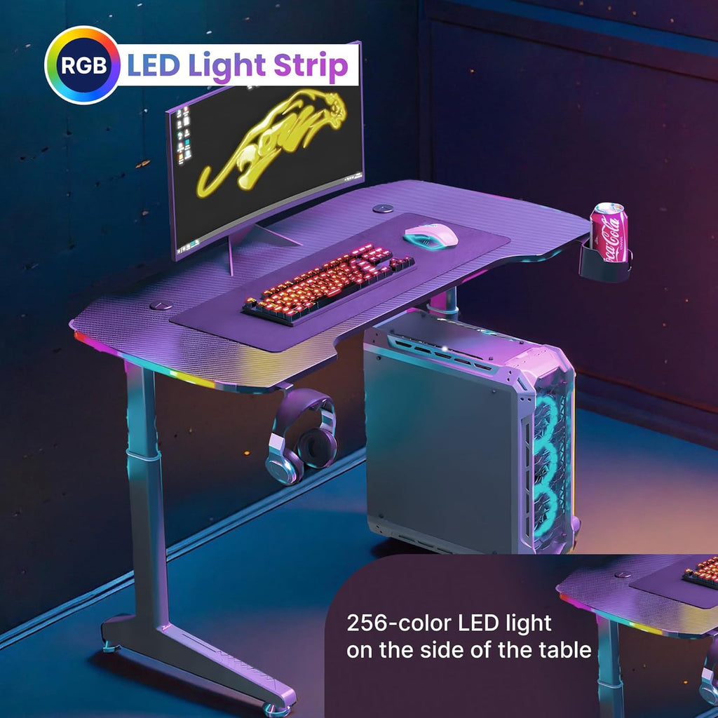 YY Ergonomic Manual Height Adjustable RGB Gaming Sit-Stand Desk