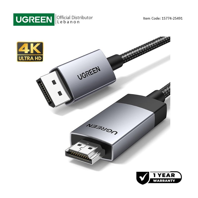 UGREEN Display Port Male To HDMI Male 4K Cable - DP119 25491