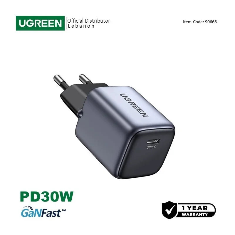 UGREEN NEXODE 30W GaN Tech Chip, Smart & Fast Charger, For Phones, Tablets, And Laptops - CD319 90666