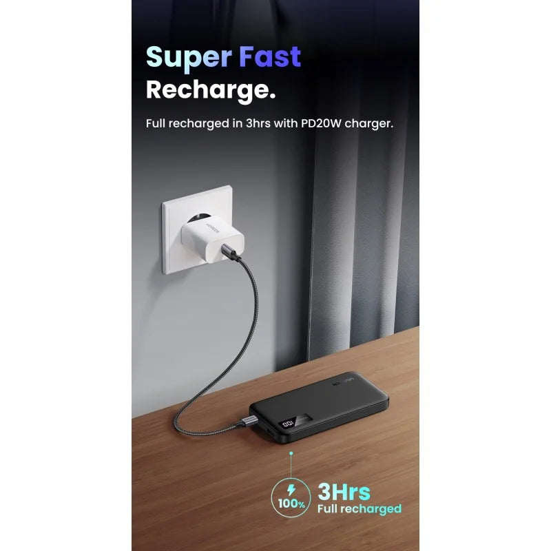 UGREEN Power Bank 20W PD, 3 Ports 10000 mAh, Smart & Fast Charging for Phones, Tablets- PB311 25742