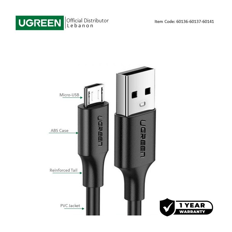 UGREEN USB to Micro USB Fast Charge & Sync Cable 1M Black | US289 60136