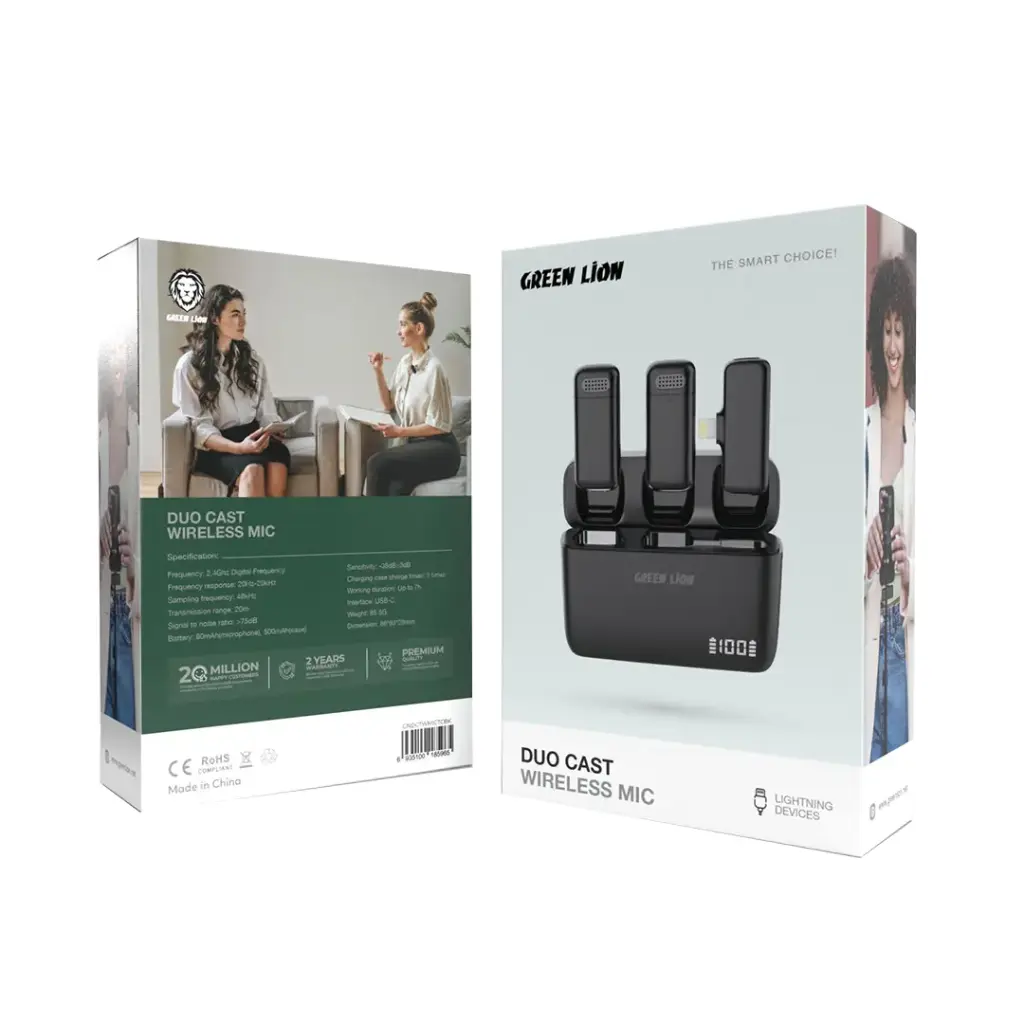 Green Lion DUO CAST Wireless Microphone with Lightning Connector - Black