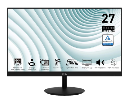 MSI PRO MP271A 27″ Monitor, 100Hz,Black