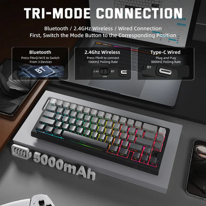 Attack Shark X68 Pro HE Mechanical Keyboard – 68 Keys, Magnetic Switches, Tri-Mode, Rapid Trigger 0.01mm, 8K Polling, Hot-Swap, RGB Backlight, 5000mAh |Moon Night