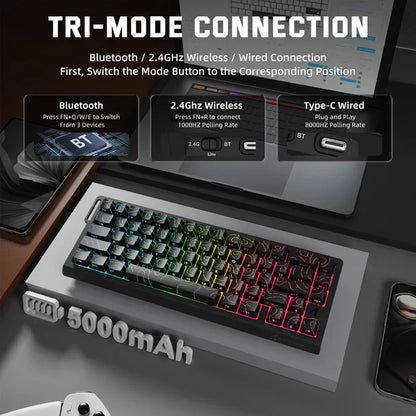 ATTACK SHARK X68 PRO HE MAGNETIC TRI MODE RGB MECHANICAL KB BLK CONTOUR