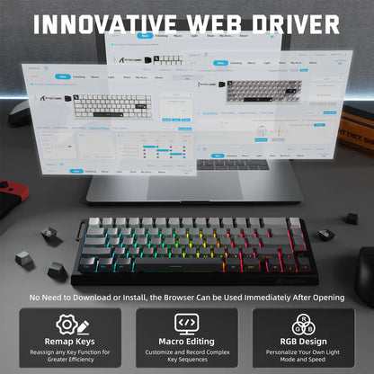 Attack Shark X68 Pro HE Mechanical Keyboard – 68 Keys, Magnetic Switches, Tri-Mode, Rapid Trigger 0.01mm, 8K Polling, Hot-Swap, RGB Backlight, 5000mAh |Moon Night