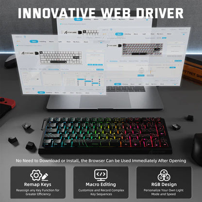 ATTACK SHARK X68 PRO HE MAGNETIC TRI MODE RGB MECHANICAL KB BLK CONTOUR