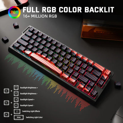 Attack Shark X68 Pro HE Mechanical Keyboard – 68 Keys, Magnetic Switches, Tri-Mode, Rapid Trigger 0.01mm, 8K Polling, Hot-Swap, RGB Backlight, 5000mAh |Black & Red Contour