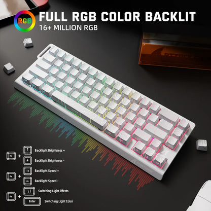 Attack Shark X68 Pro HE Mechanical Keyboard – 68 Keys, Magnetic Switches, Tri-Mode, Rapid Trigger 0.01mm, 8K Polling, Hot-Swap, RGB Backlight, 5000mAh| White