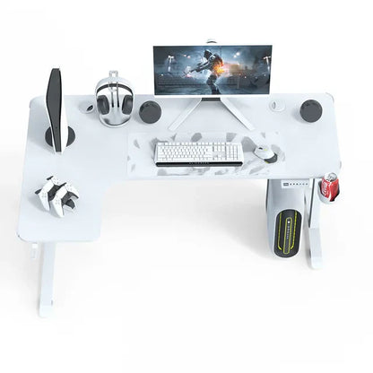 L-Shaped  RGB Gaming Desk with Cup & Headset Holder 160CM- White