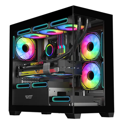 DarkFlash DS900M M-ATX PC Case, With 3 ARGB Fans, BLACK