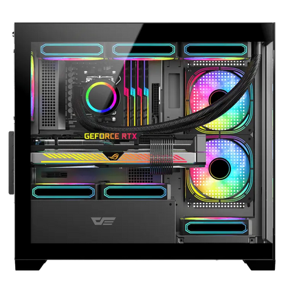 DarkFlash DS900M M-ATX PC Case, With 3 ARGB Fans, BLACK