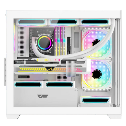 DarkFlash DS900M M-ATX PC Case, With 3 ARGB Fans, WHITE