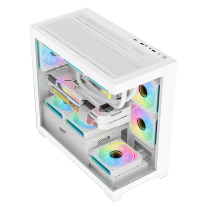 DarkFlash DS900M M-ATX PC Case, With 3 ARGB Fans, WHITE