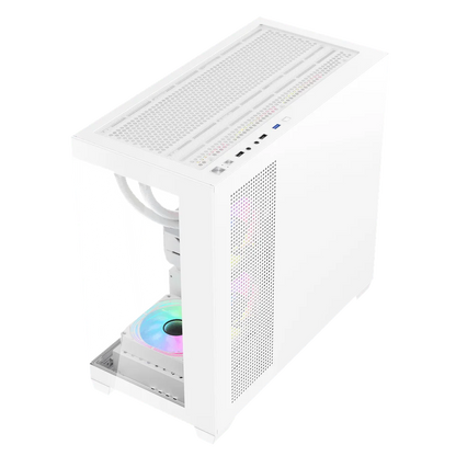 DarkFlash DS900M M-ATX PC Case, With 3 ARGB Fans, WHITE