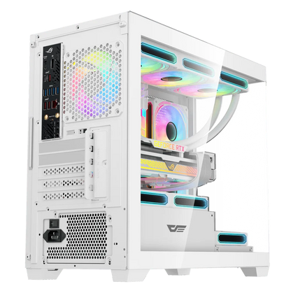 DarkFlash DS900M M-ATX PC Case, With 3 ARGB Fans, WHITE