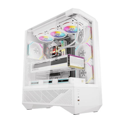 DarkFlash DY460 ATX PC Case, With 4 ARGB Fans, WHITE