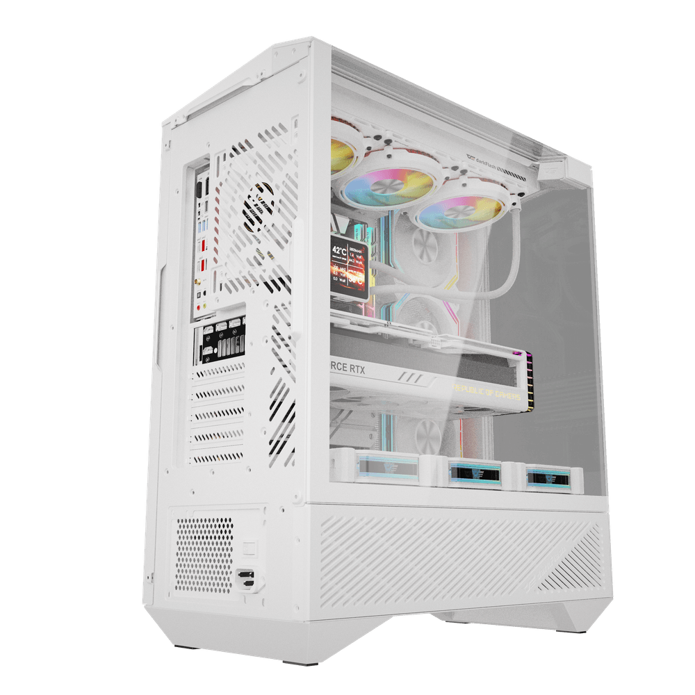 DarkFlash DY460 ATX PC Case, With 4 ARGB Fans, WHITE