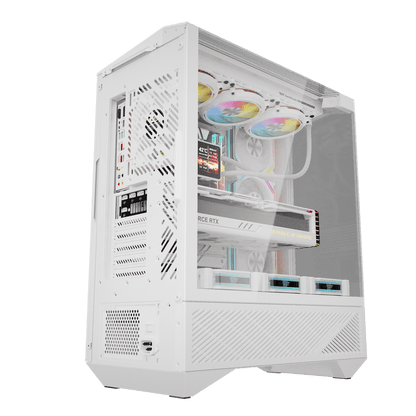 DarkFlash DY460 ATX PC Case, With 4 ARGB Fans, WHITE