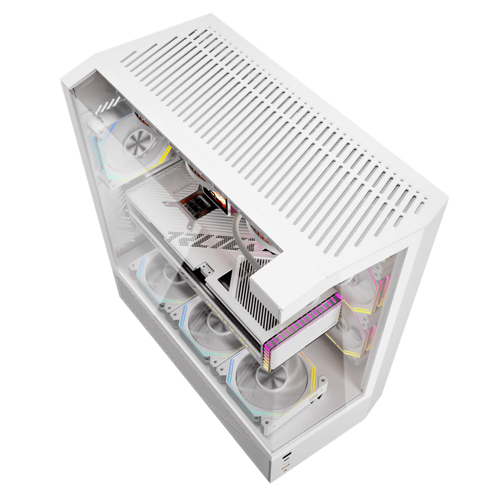 DarkFlash DY460 ATX PC Case, With 4 ARGB Fans, WHITE