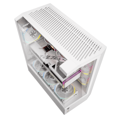 DarkFlash DY460 ATX PC Case, With 4 ARGB Fans, WHITE
