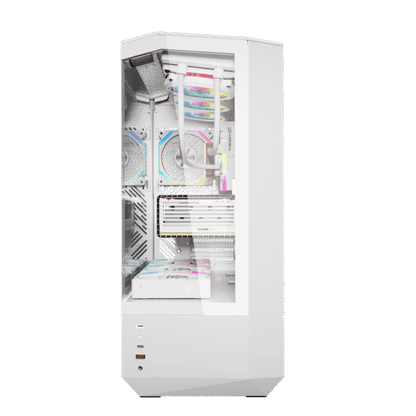 DarkFlash DY460 ATX PC Case, With 4 ARGB Fans, WHITE