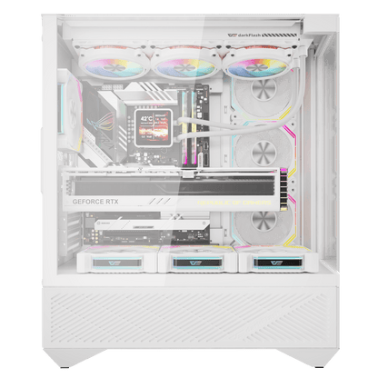 DarkFlash DY460 ATX PC Case, With 4 ARGB Fans, WHITE