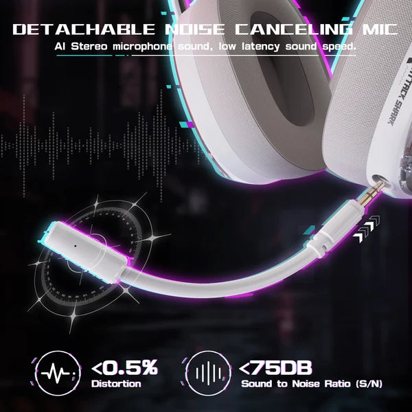 ATTACK SHARK L60 Ultra-Light Tri-Mode Gaming Headset - WHITE