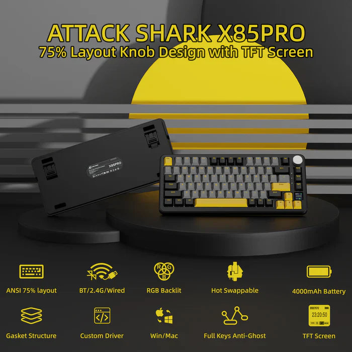 ATTACK SHARK X85PRO Tri-mode Gasket Mechanical Keyboard - Star Black