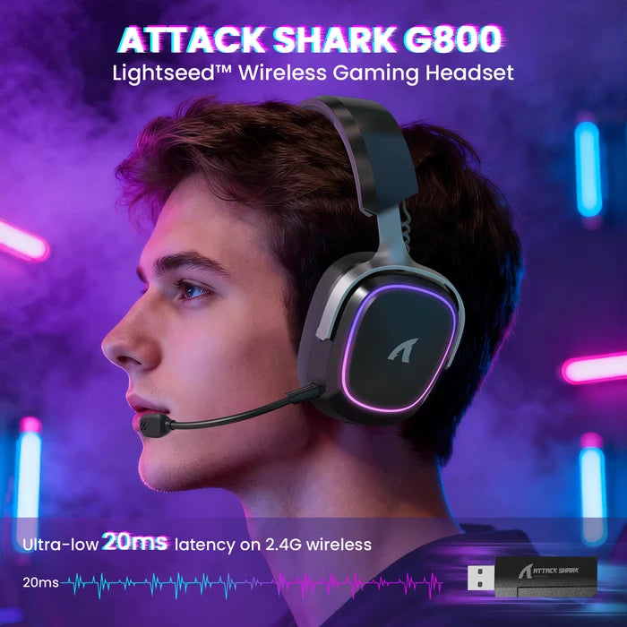 ATTACK SHARK G800 Wireless Gaming Headset - Black