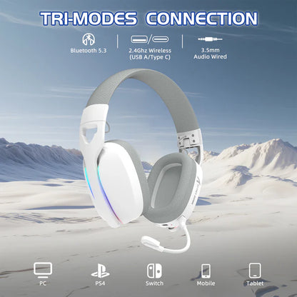 ATTACK SHARK L90 Foldable RGB Ultra-Light Tri-Mode Gaming Headset - WHITE