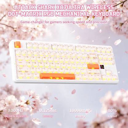 ATTACK SHARK X87 ULTRA Wireless Mechanical Keyboard - Ice Orange Megalodon