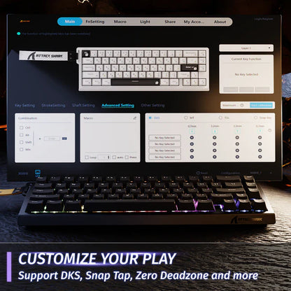 Attack Shark X68 HE Mechanical Keyboard – 66 Keys, Wired RGB, 8KHz Magnetic Switches, Rapid Trigger, Adjustable Actuation, RT/MT/DKS | BLACK