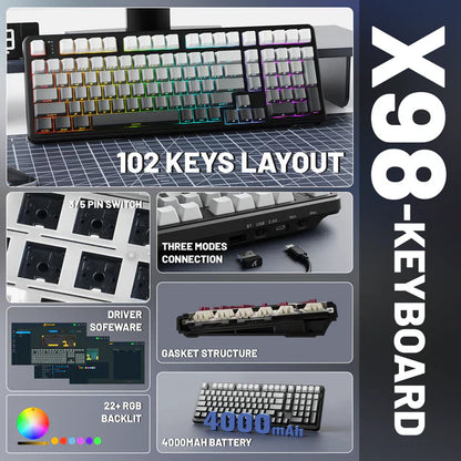 ATTACK SHARK X98 Full-size Wireless Mechanical Keyboard - MOON NIGHT
