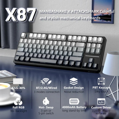 ATTACK SHARK X87 Tri-mode Gasket Mechanical Keyboard - Moonlit Night
