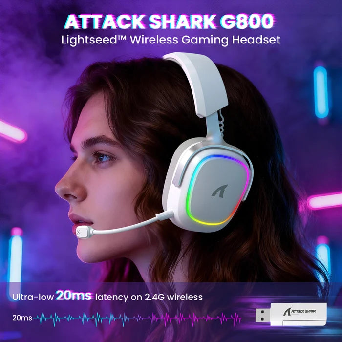 ATTACK SHARK G800 Wireless Gaming Headset - White