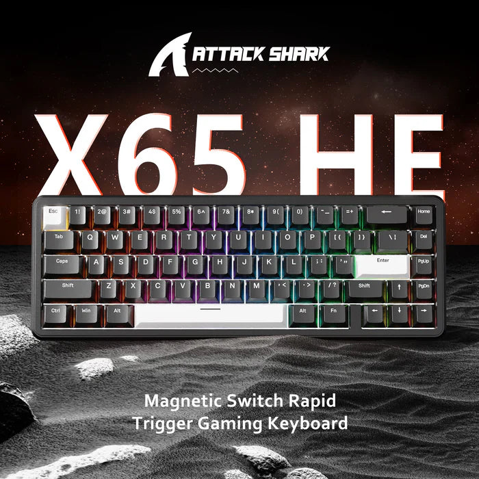 ATTACK SHARK X65 HE Magnetic Switch Rapid Trigger Keyboard - Business Black
