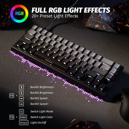 Attack Shark X68 HE Mechanical Keyboard – 66 Keys, Wired RGB, 8KHz Magnetic Switches, Rapid Trigger, Adjustable Actuation, RT/MT/DKS | Moon Night
