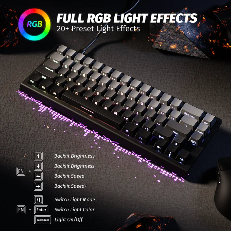 Attack Shark X68 HE Mechanical Keyboard – 66 Keys, Wired RGB, 8KHz Magnetic Switches, Rapid Trigger, Adjustable Actuation, RT/MT/DKS | Moon Night