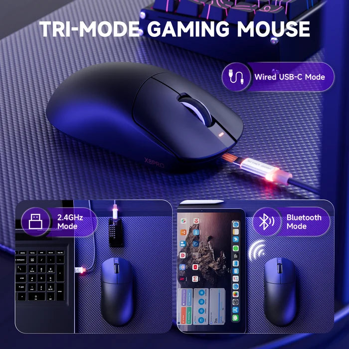 ATTACK SHARK X8PRO Ultra-Light Wireless Gaming Mouse & C06ULTRA Cable - Black