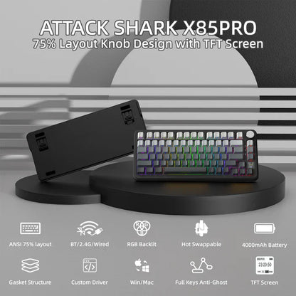 ATTACK SHARK X85PRO Tri-mode Gasket Mechanical Keyboard - Moonlit Night